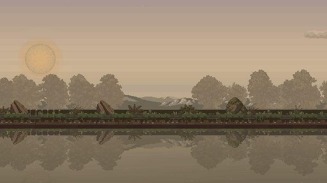 The tier-one healer tent and tier-two cottage assemble piece by piece as the sun moves across the sky. Scripted, accelerated preview.