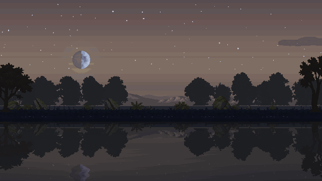 Builder huts assemble under a half moon, then full moonlight, followed by the red tint of Wraithmoon.